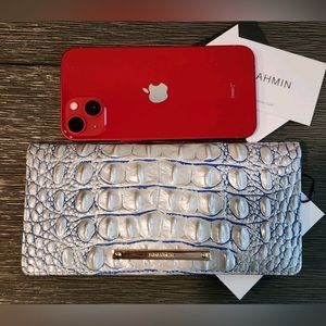 Brahmin Ady Eggshell Melbourne Slim Wallet Genuine Crocodile-Embossed  L…